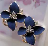 New Elegant Noble Flower Ladies Gold Rhinestone Earrings For Women
