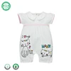 Hot sale summer lovely baby clothes organic cotton short puff sleeves baby romper