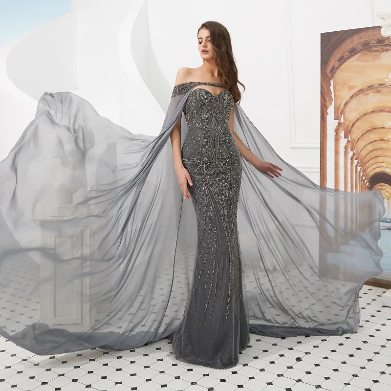 dark grey evening gown