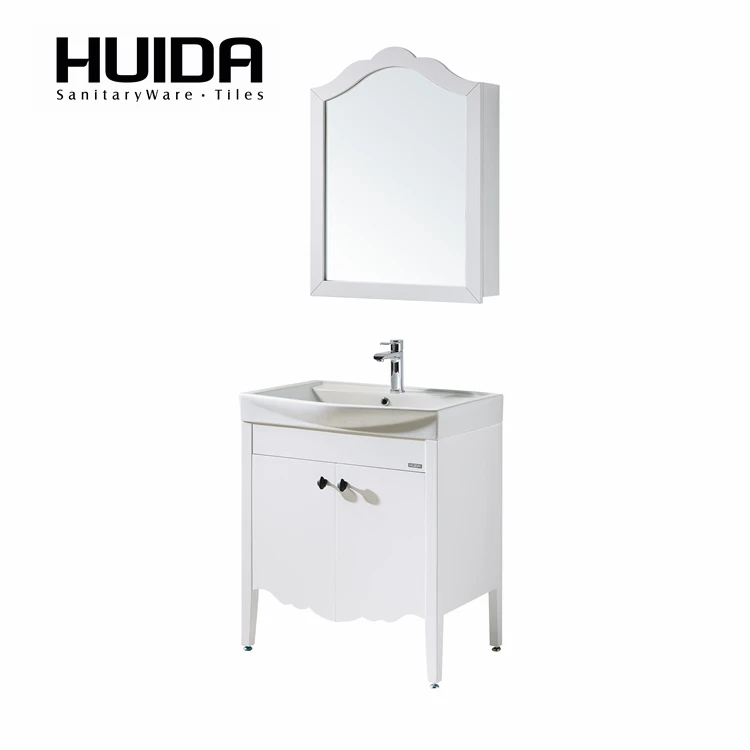Huida Современный матовый белый каучук твердой древесины ванная комната зеркало тщеславия кабинета