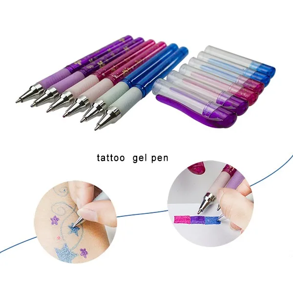 Nontoxic Glitter Assorted Ink Temporary Tattoo Pens For Kids Activity