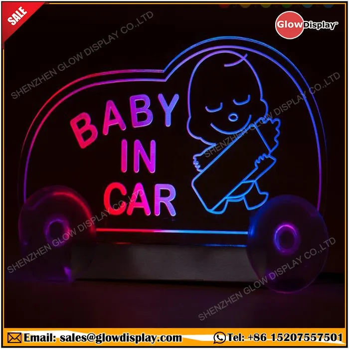 Glowdisplay起動led点滅ライトアップ赤ちゃんの車警告安全ステッカーサイン Buy 起動 Led 点滅ライトアップ Baby In Car 警告安全ステッカーサイン Baby In Car 警告安全ステッカーサイン Baby On Board 車の窓の Led サイン Product On Alibaba Com