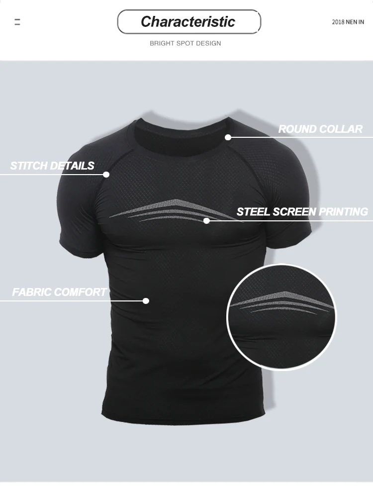 Custom Label Sports Men Clothing Printing T-Shirt Compression Training Wear