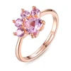 Fashion Free Size Promotion Gift Jewelry Open Ring Heart Shaped Zircon Cat Paw Rose Gold Women Adjustable Engagement Ring