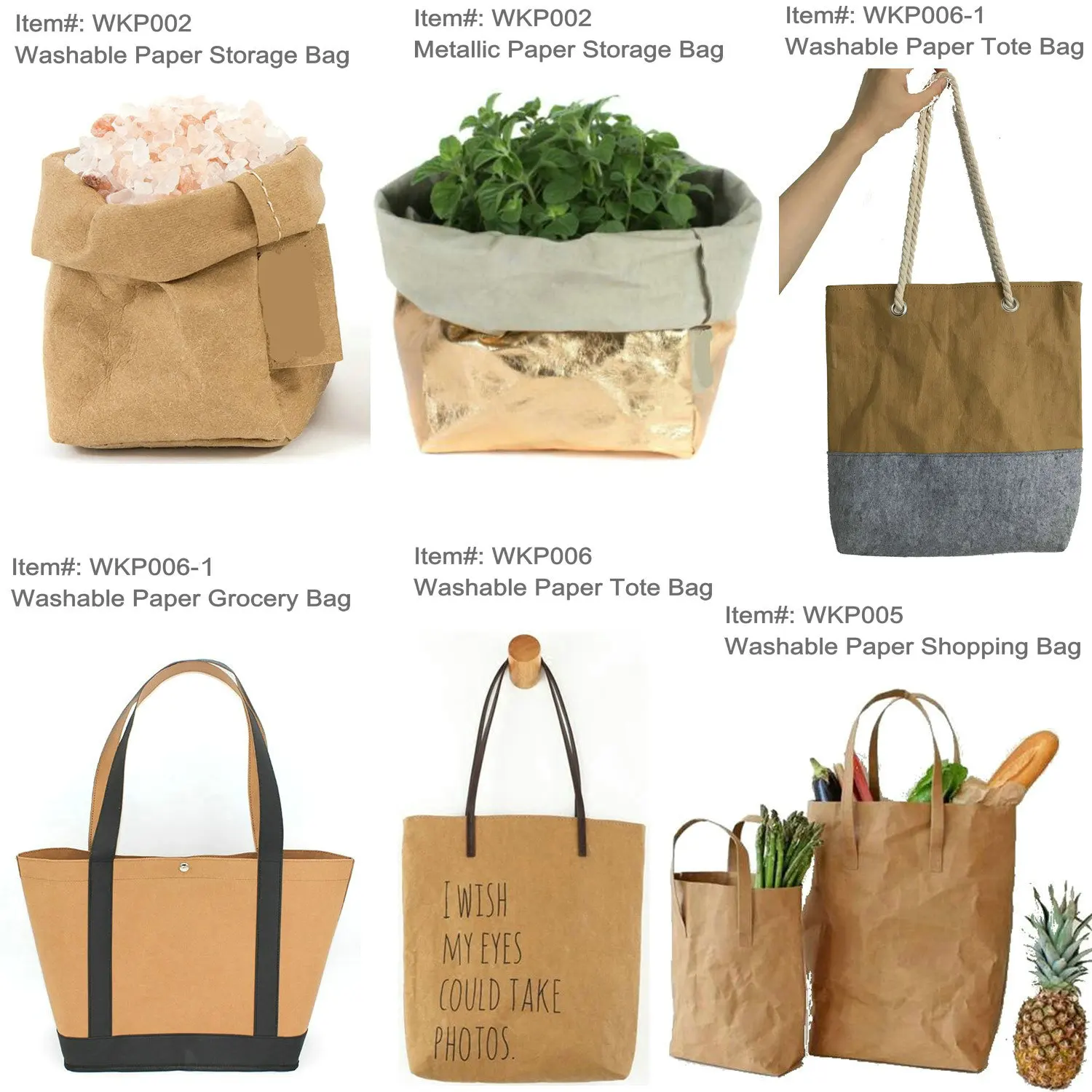 Eco-friendly Reusable Custom Washable Kraft Paper Bag For Storage - Buy