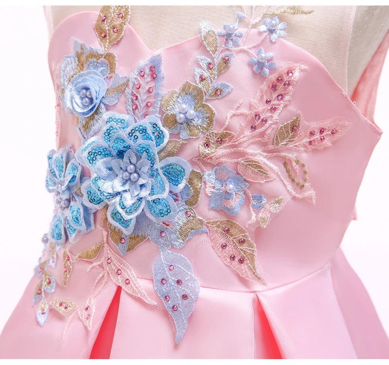 2019 summer sleeveless Flower turkey fashion children girls evening party dress
