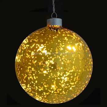 light up gold plated hanging glass ball christmas decoration with warm white led lights - Hanging Lighted Christmas Decorations light up gold plated hanging glass ball christmas decoration with warm white led lights - Hanging Lighted Christmas Decorations