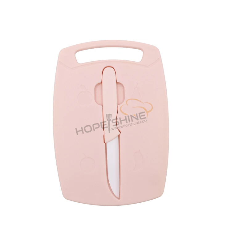  wheat straw fiber non-slip function Eco-friendly plastic cutting board with knife set