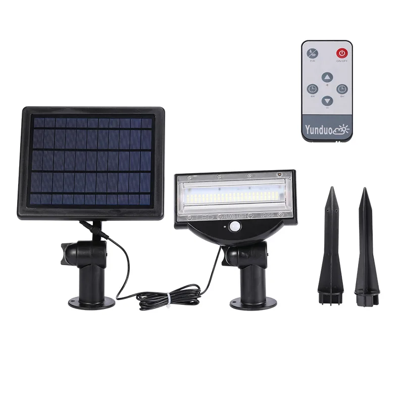 High Power 6W Outdoor Motion Sensor Security Floodlight Adjustable Head Led Solar Flood Light With Remote Control