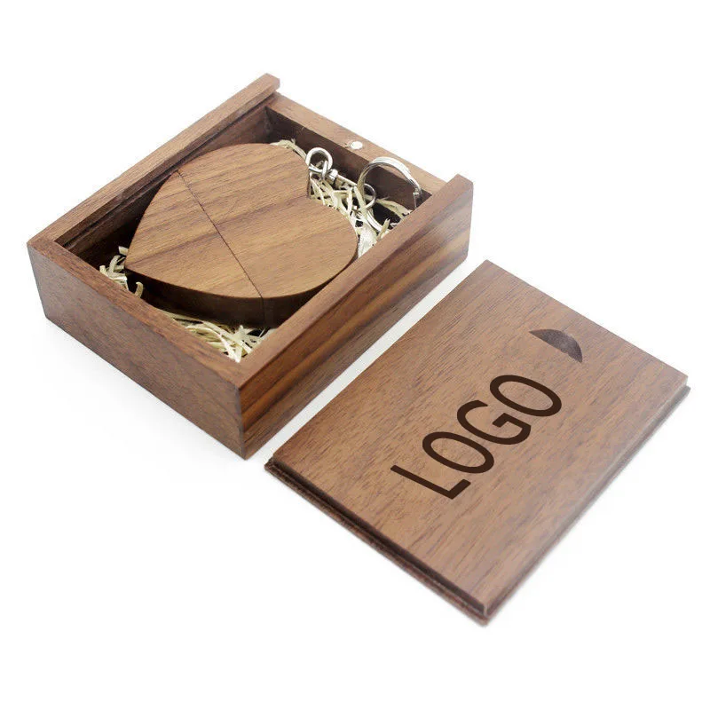 Wooden heart shaped USB Flash Drive Memory Stick 8gb 16gb 32gb with Customized Logo - ANKUX.COM