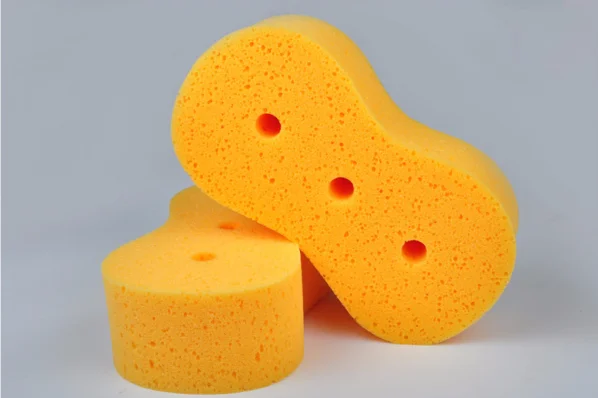 the large car scrubbed the coral honeycomb sponge