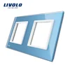 Livolo BB-C7-SR/SR-19 EU Standard 2 Gang Wall Socket Blue Crystal Glass Frame