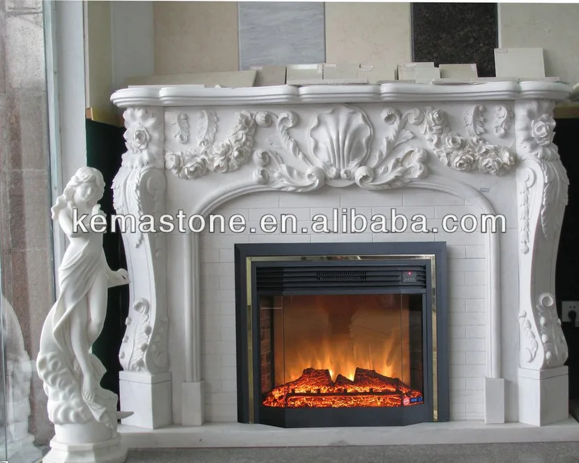 White Marble Gas Fireplace Freestanding Indoor Mantel Buy Gas