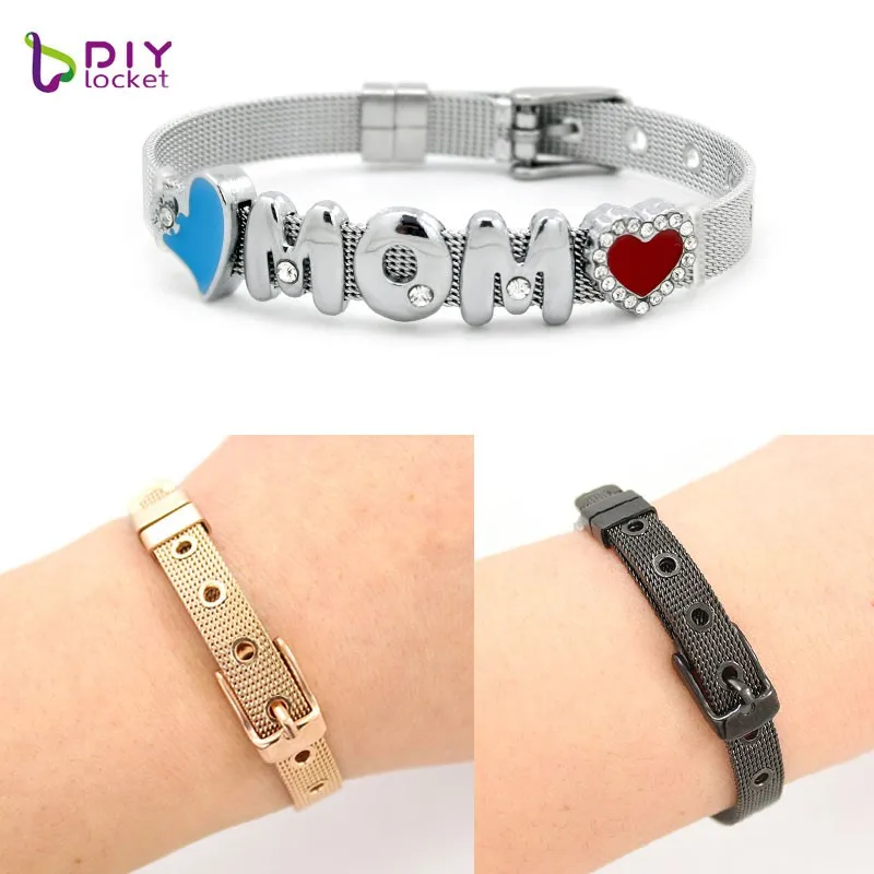 Wholesale 8mm Adjustable Stainless Steel Mesh Bracelet For Slide Charms