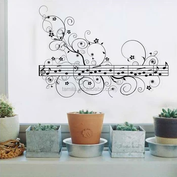 Black Rhythm Music Note Wall Stickers Removable Vinyl Wall Decal