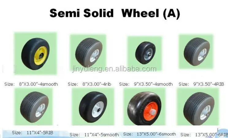 8 x3.00-4 solid rubber wheel with smooth tread for soil preparation machine