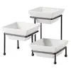 European tableware creative popcorn snack used 3 tier serving white ceramic bowl with stand