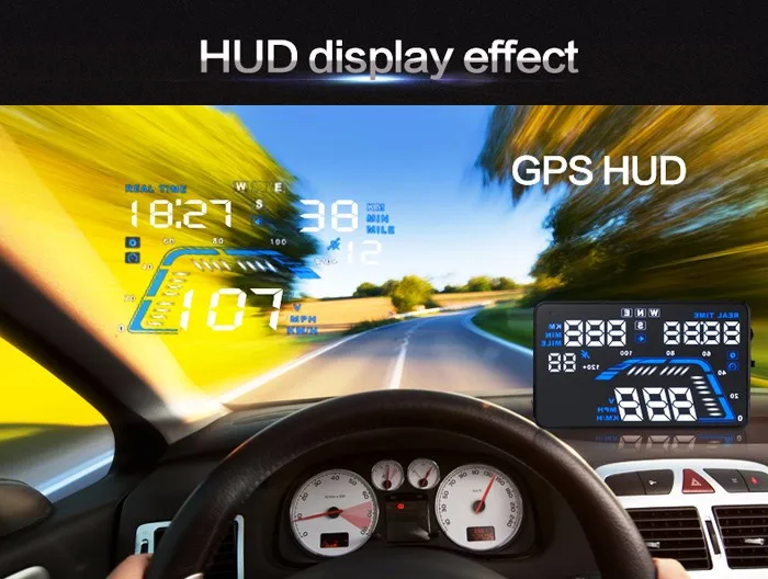 Universal Auto Car GPS HUD Head Up Display Over Speed Warning Speedometer System