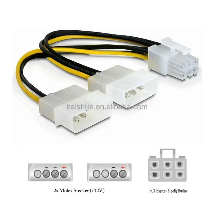 4 Pin Molex To 6 Pin Pci-express Pcie Video Card Power ... pcie to molex power adapter wiring diagram 