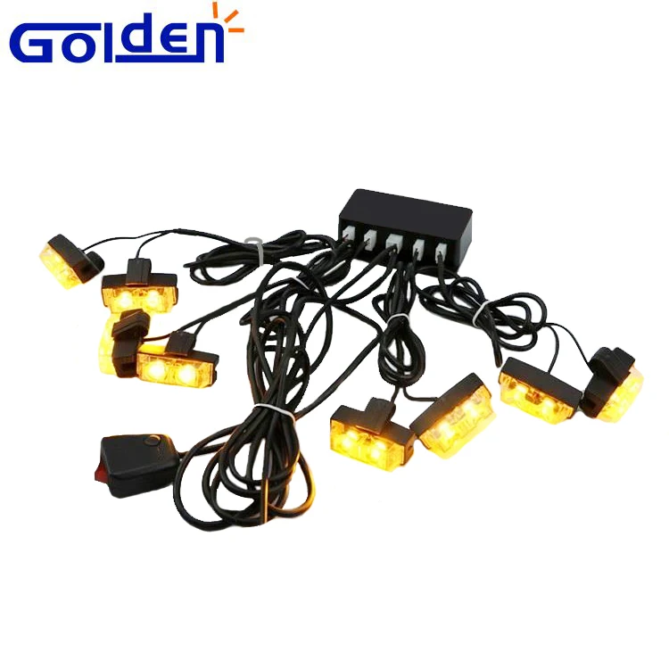 8x2 high quality led emergency amber hideaway strobes for trucks