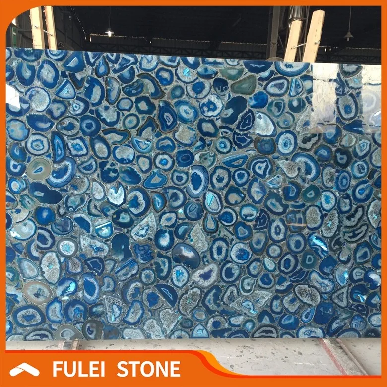 Wholesale Large Semiprecious Gemstone Stone Blue Agate Stone Slab