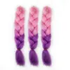 24" 100g Expression Jumbo braiding hair Ombre Braiding Hair Extension Purple Green synthetic hair box braids