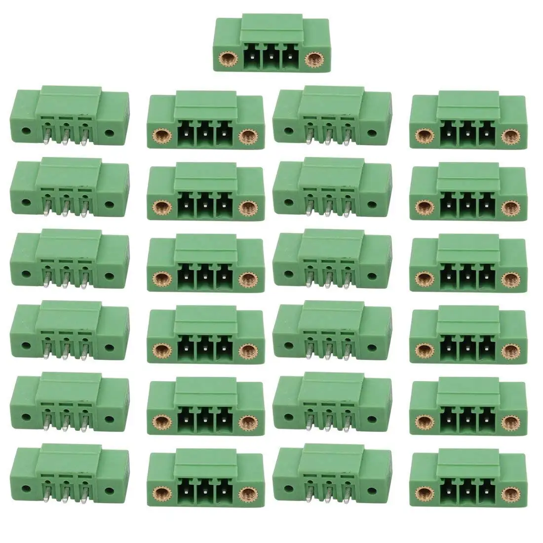 uxcell 25Pcs LZ1VM AC300V 8A 3.5mm Pitch 3P PCB Terminal Block Wire Connection