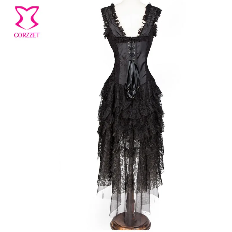 Black Lace Steampunk Corset Skirt Training Burlesque Party Night Costume Gothic Dress - Buy Black Lace Corset Dress,Gothic Steampunk Product Alibaba.com