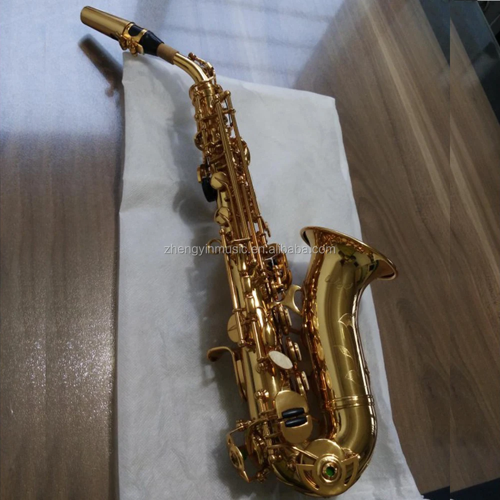 Bb Tone Curved Soprano Saxophone /curved Bell Gold Lacquer Bb Brass