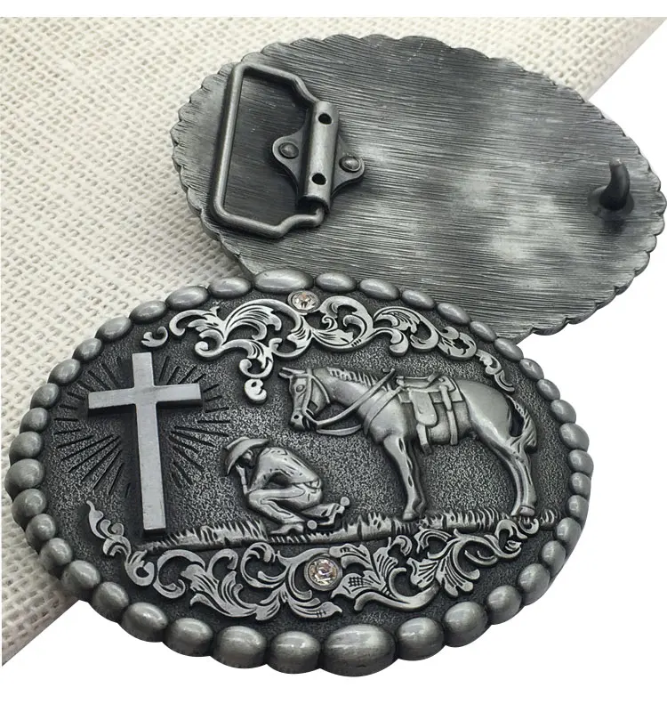 Molded Cinch Hardware Anchor Cross Tool Plate Horse Animal Head Belt