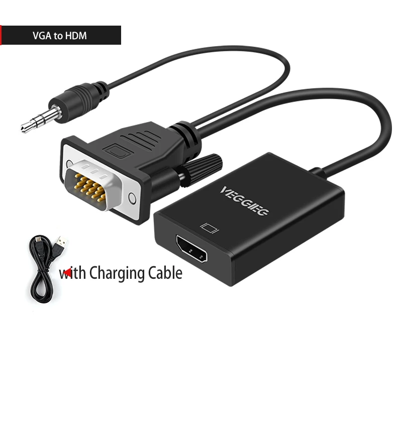 High Speed 9 Pin Vga Cable To Hdmi With Usb3.0 Power 3.5mm Audio Jack