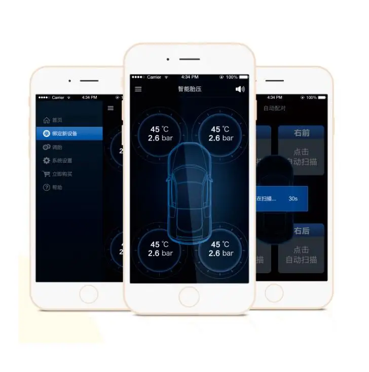 Digital pour voiture le système de moniteur d'alarme de pression des pneus  TPMS Bluetooth 4.0 avec 4 support du capteur de l'app Téléphone externe -  Chine Capteur TPMS, Auto capteur TPMS