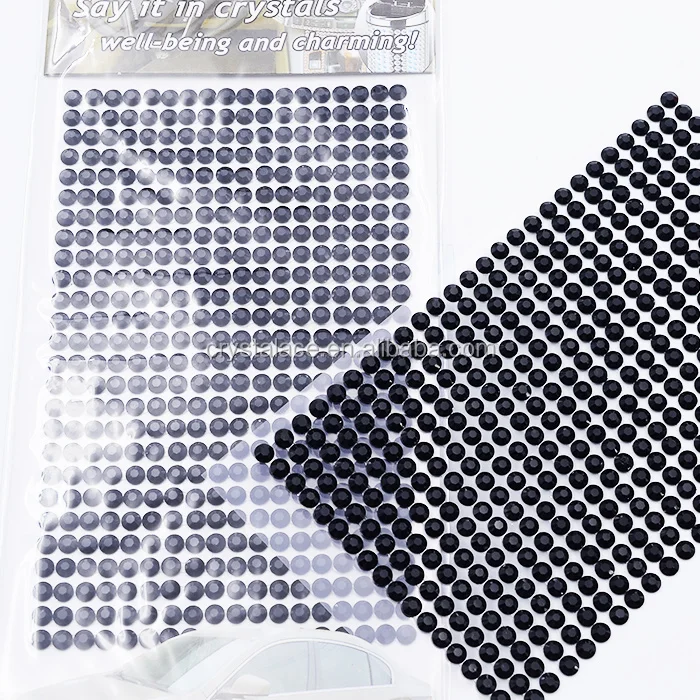 Eco-friendly 468 pieces 5mm black resin stones adhesive crystal sticker for DIY