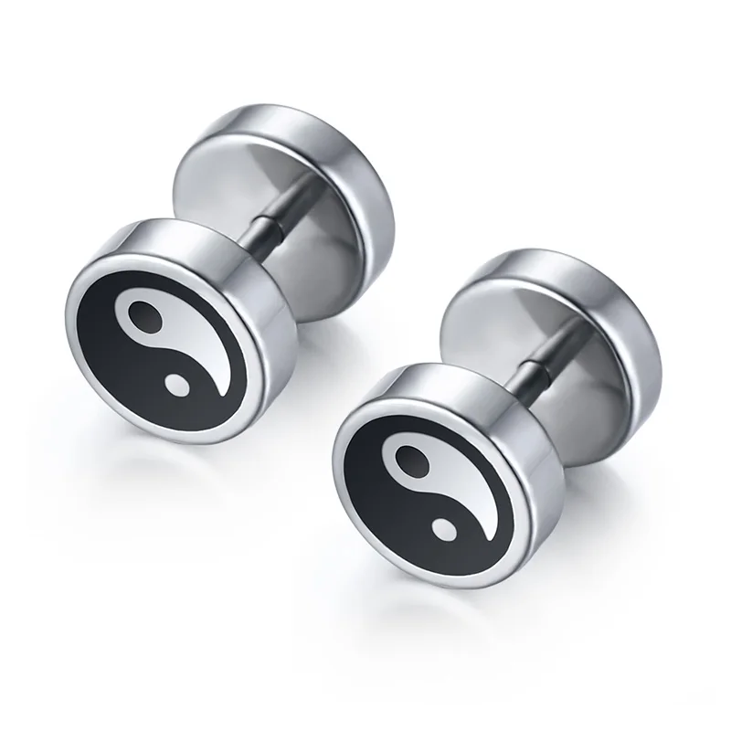 Korean Version Of Tai Chi Stud Earrings Man Eight Diagrams Korean Version Of Tai Chi Stud Earrings Man Eight Diagrams Jewelry Whole