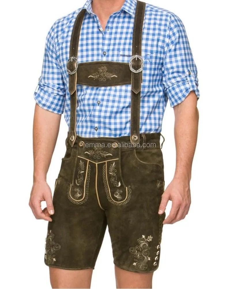 Authentic German Bavarian Lederhosen Oktoberfest Cowhide Suede Leather Chocolate