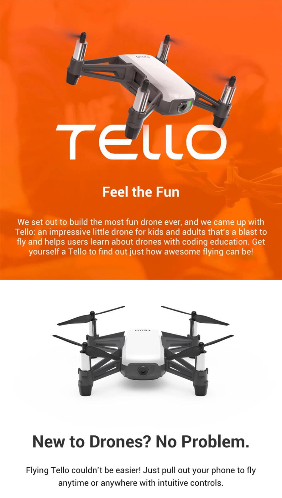 Tello Mini Quadcopter Drone with 720P HD Camera WIFI FPV Foldable Drone Education Toys for Kid Gifts