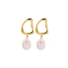 ed01130d Noble Baroque Style 925 Silver Post Gold/Vintage Gold Plated Cultured/Glass Pearl Drop Dangle Earrings