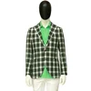 2019 new design coats men summer clothes coats blazer fashion man green plaid linen fabric suits