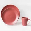 Porcelain or stoneware glazed custom logo pink ceramic dinnerware set western dinnerware sets ceramic bowls plates dishes spoons