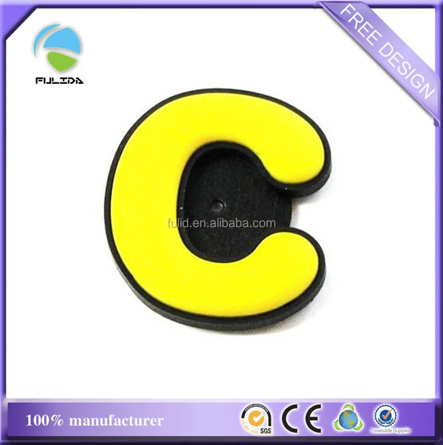 Custom Yellow Teching 26 Alphabet Letters Shaped Rubber Plastic Fridge