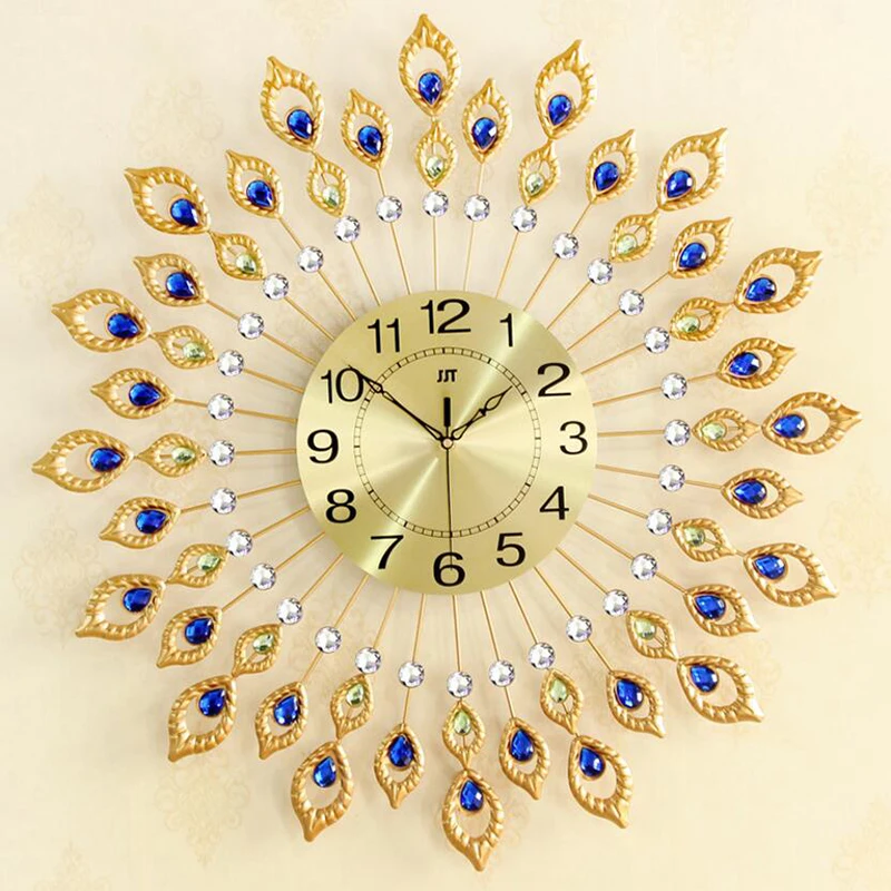 Fancy Peacock Shaped Acrylic Diamonds Metal Decor Art Wall Clock Buy Peacock Wall Clock,Wall