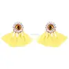 2017 New Trendy Bohemia Style Big Large Silk Thread Tassel Fan Earrings