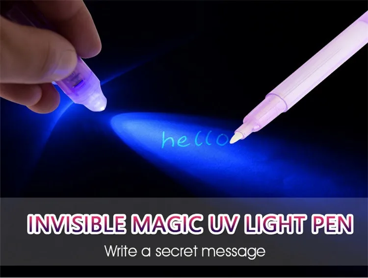 fantaisie Secret Message Stylo à encre invisible avec Construit en lumière UV Magic Marker Secret Message Stylo 4 pcs 