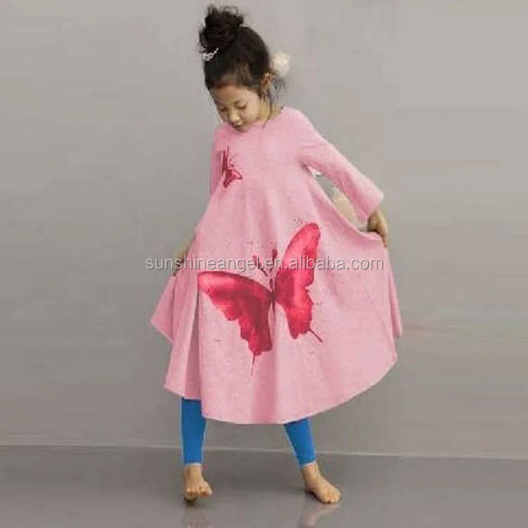 Wholesale 2 Colors Comfortable Long Sleeve Cotton Baby Girls Butterfly