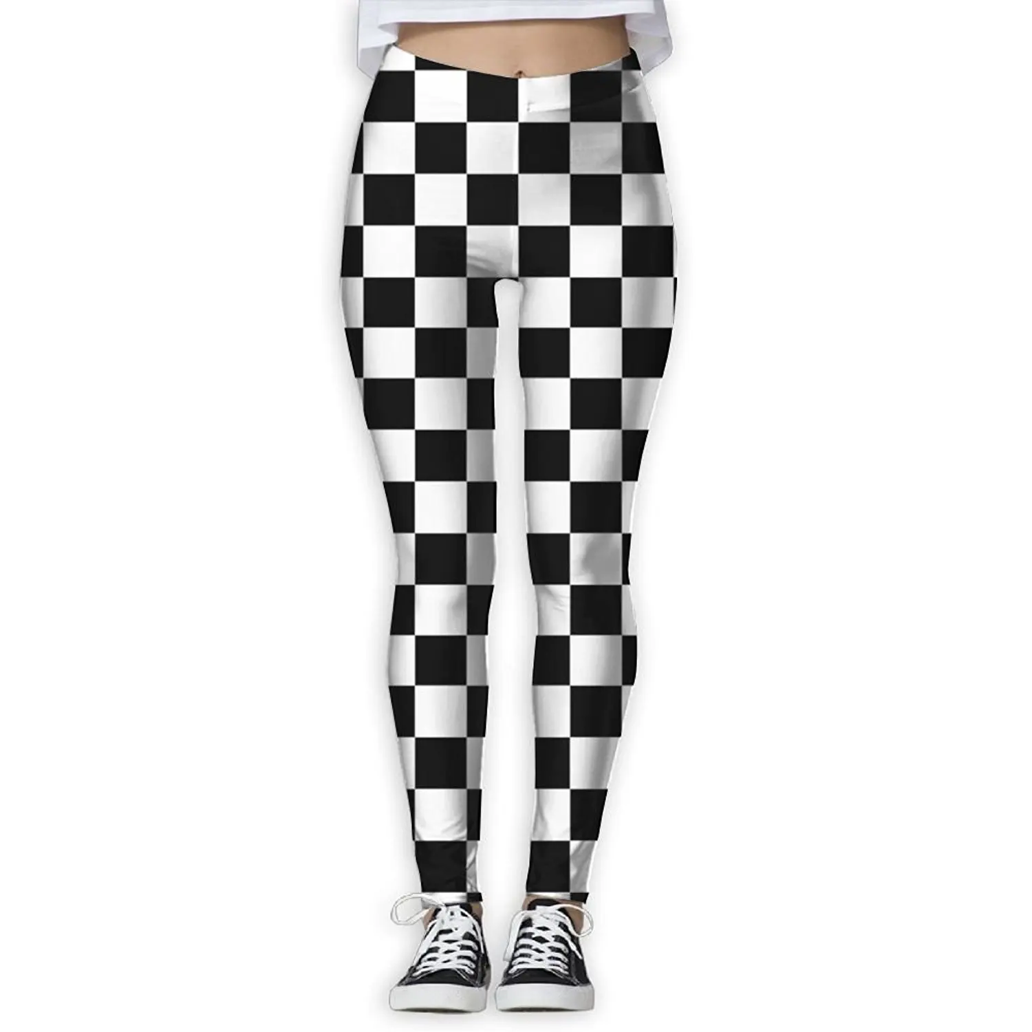 black and white checkered capri pants