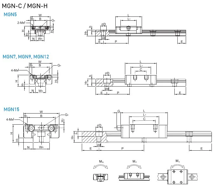 Gu/ía de riel lineal de acero MGN12H 1000 mm de longitud 12 mm de ancho bloque deslizante para impresora 3D y m/áquina CNC