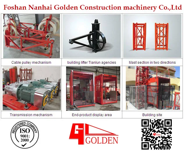 2 Tons Double Cages Construction Site Passenger Hoist/construction Lift