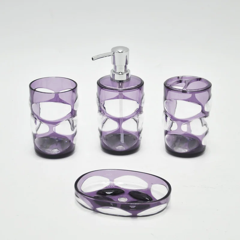 4 Pieces Simple Dark Purple Color Water Cube Bathroom