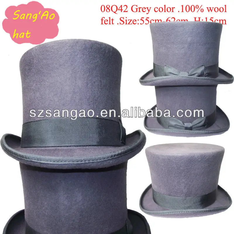 Wholesale Fashion Grey15cm Top Hat For Men And Lady In Wool Buy Top