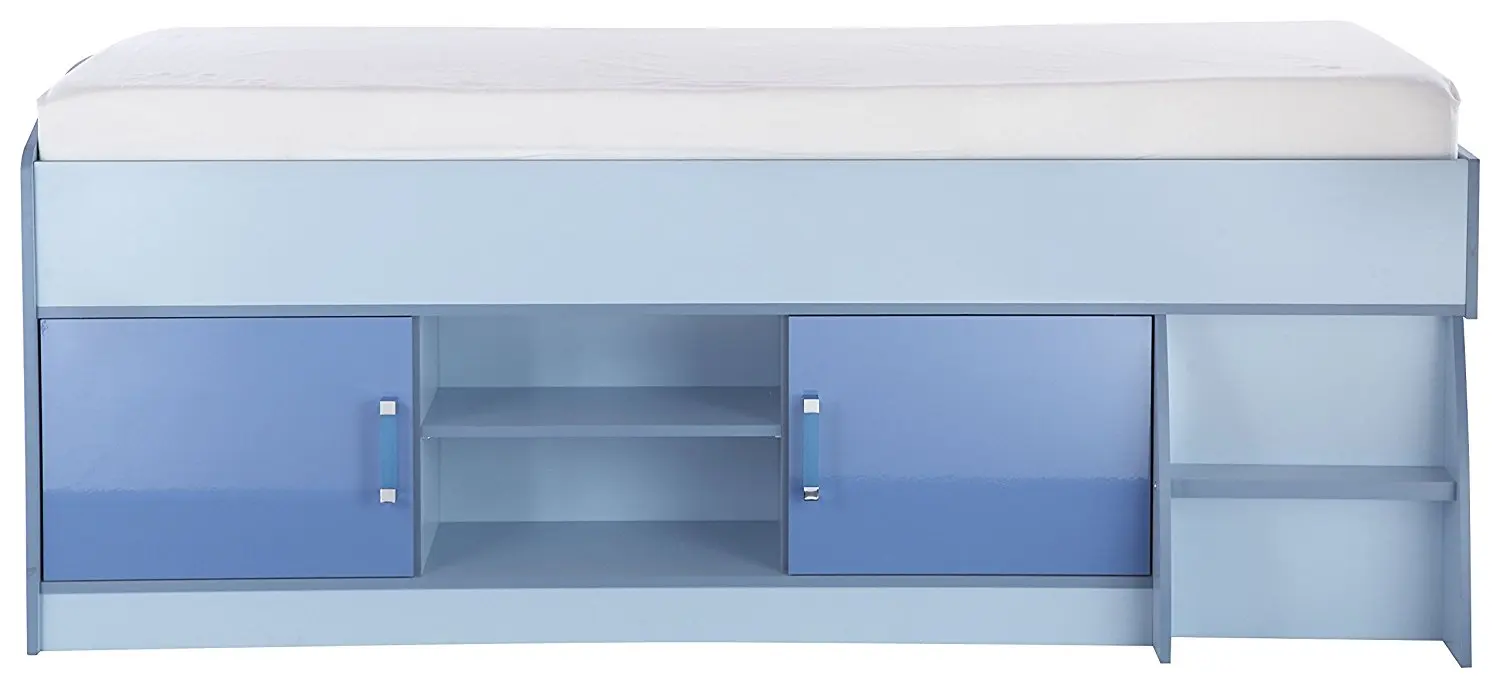 Low cabin bed with storage in blue